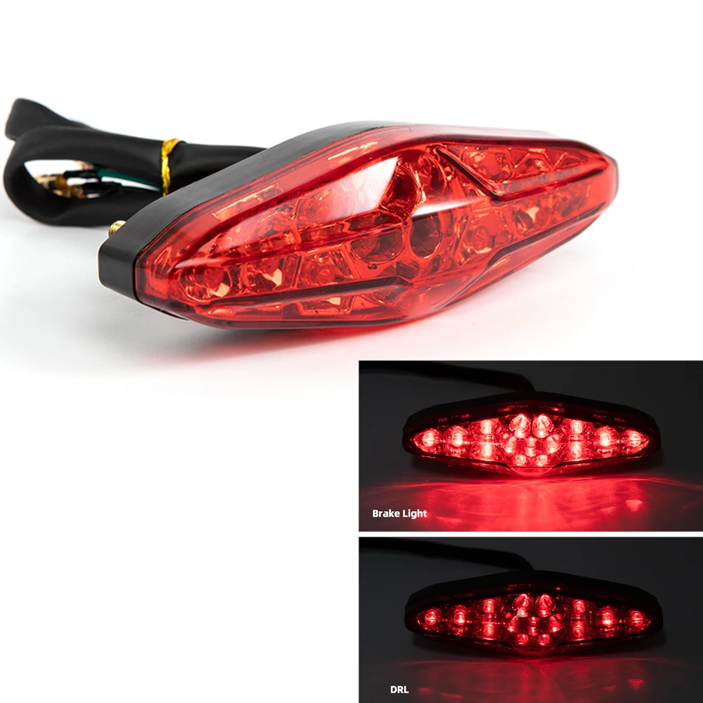 DENGHENG Red 15 LED Motorcycle ATV Tail Light Bike Brake Stop Rear Lamp 12V Universal Accessories 