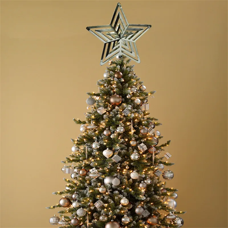 Полая серебряная металлическая Рождественская елка Сверкающая Звезда блестящая подвесная Рождественская елка украшение украшения домашний декор