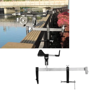 

30x12cm Adjustable Rod Holder Support 360 Degree Pole Bracket with Baits Tray Stand for Bridge Railing Stone Piers