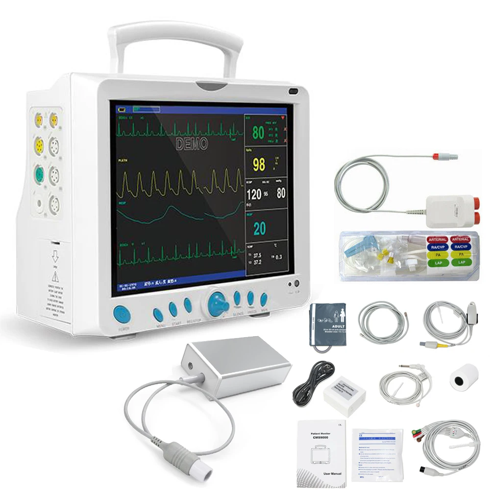 CMS9000 Hospital Medical Patient Monitor Vital Signs Monitor Multi-Parameter ECG NIBP SPO2 RESP TEMP PR HR ETCO2 IBP Machine