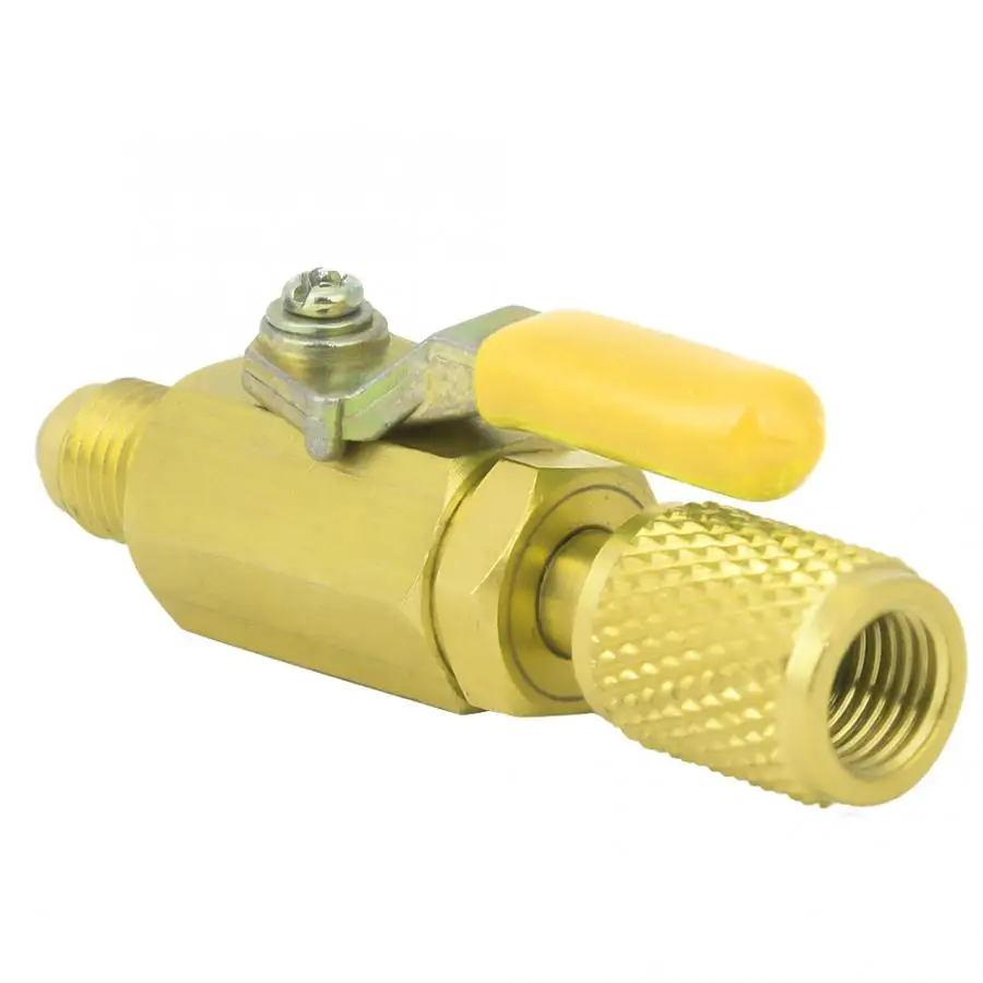 Manual Shut-off Valve 1/4in Straight Brass Manual Shut-off Valve R410A/R134A/R12 for Refrigeration Equipment