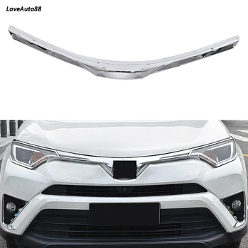 

Car ABS Chrome Front Engine Machine Grille Grill Network Hood Stick Lid Trim lamp For Toyota RAV4 RAV-4 2018 2017 2016