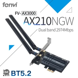 Carte adaptateur sans fil Intel AX210 wi fi 6E, Bluetooth 3000, 5.2 mb/s, PCI e, double bande, 2.4/5GHz, AX200NGW 802.11ax 