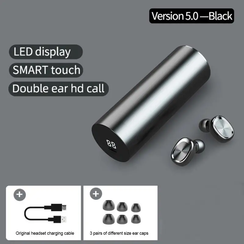 

Metal Matte Touch Music With Charging Boxmicrophone Bluetooth Headset Pull-out Wireless Earphone B9 True Stereo With Microphone