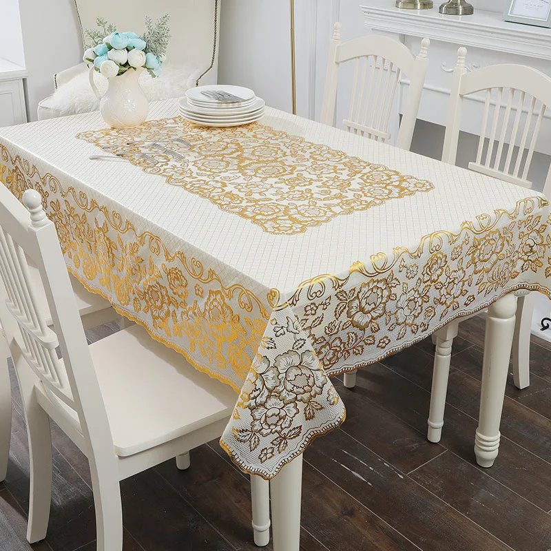 

PVC Tablecloth Waterproof Oil-proof Wash-free Plastic Rectangular Table Cover Banquet Tea Table Kitchen Dining Tablecloths