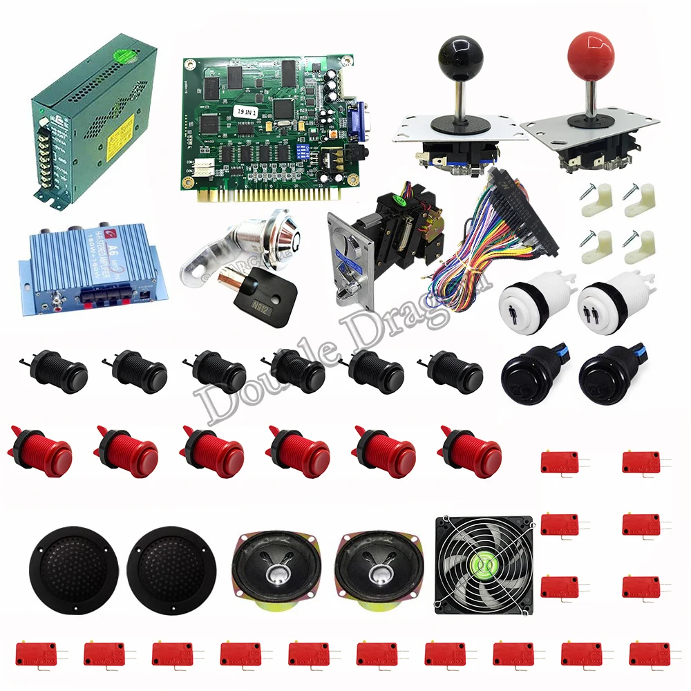 US $137.50 new diy arcade parts bundles kit with joystick jamma multi game board 19 in 1 CGA amp VGA monitor for building game machine