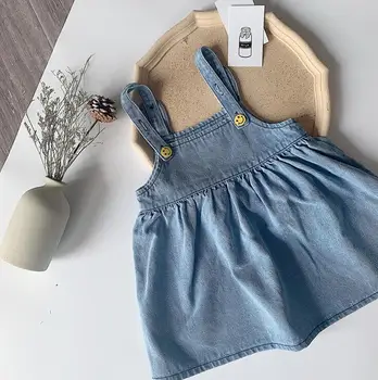 

2020 Korea style girls vest dress fashion spring girls denim dresses 1-6 years HO118