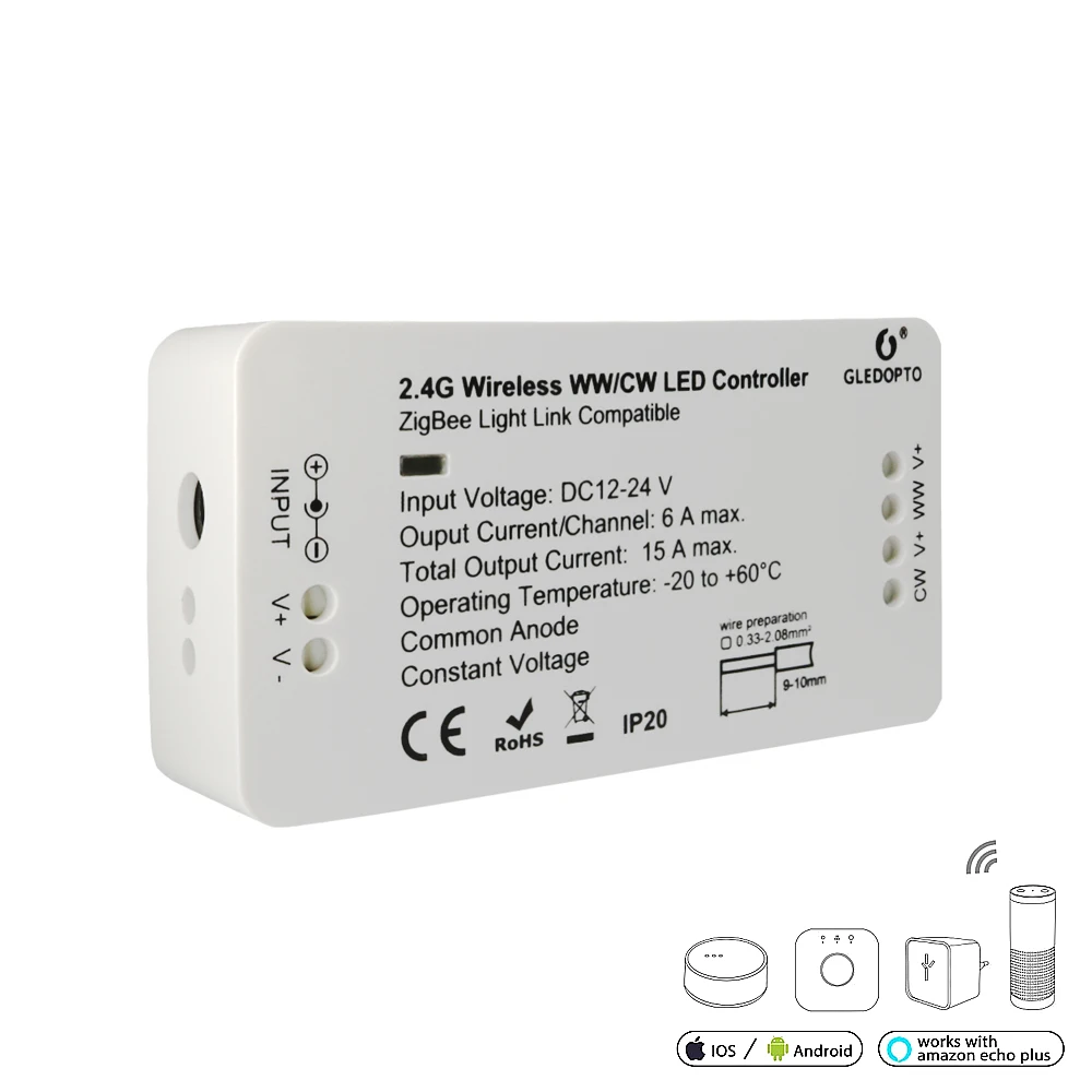 2.4G Wiress ZIGBEE LED Controller RGBW RGB+CCT 15A DC12V-24V Dimmer Led Strip Driver Smart Wifi ZIGBEE Tape Controller