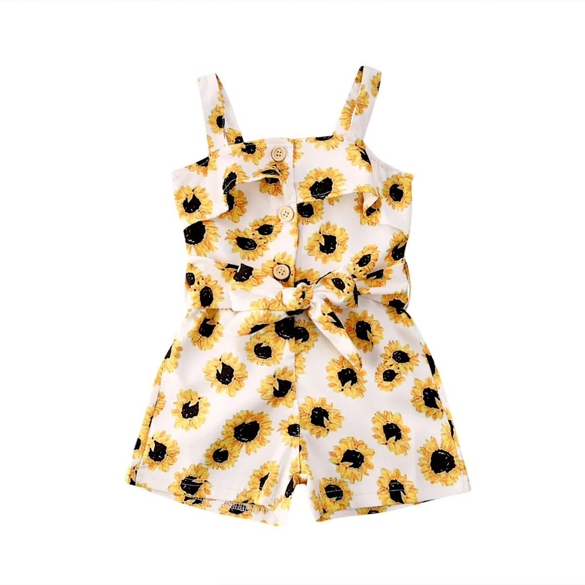 

1-6Y Cute Toddler Baby Girl Romper Clothes Sleeveless Strap Romper Jumpsuit Sunflower Summer Outfit