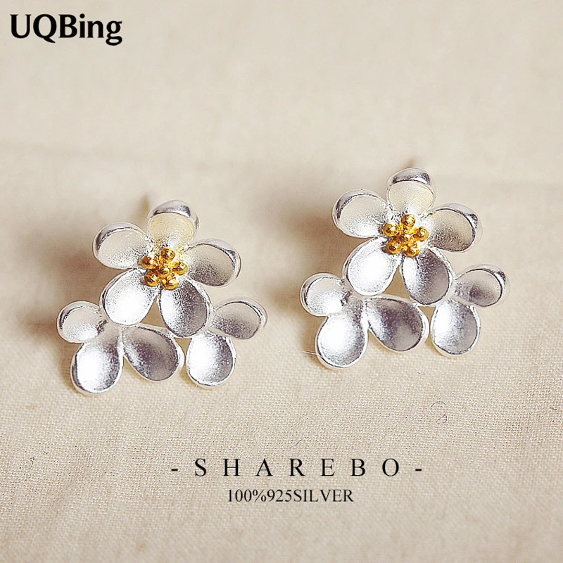 925 пробы серебряные серьги-гвоздики в виде цветка для женщин ювелирные изделия Brincos