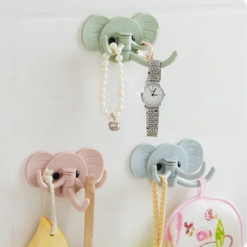 

Cute Elephant Wall Hangers Hook Kitchen Bathroom Nailless Door Hook Multi-Purpose Strong Viscose Traceless Hook