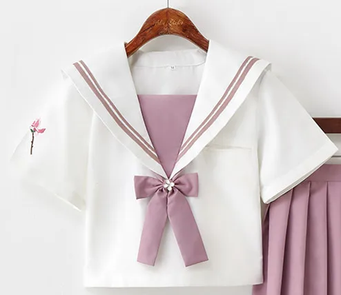 Short-sleeved shirt Школьные платья Jk Униформа милый розовый матросский костюм колледж форма для средней школы Платье Аниме форма костюмы для девочек плиссированная юбка - Цвет: Short-sleeved shirt