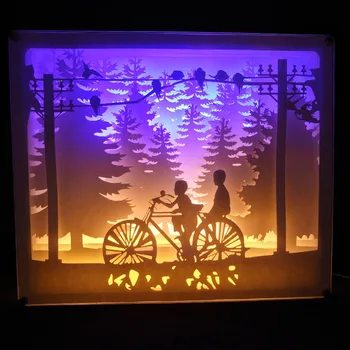

Creative Art Décor Lamp Light 3D Night Lamp Paper Pattern Painting LED Table Drop shipping Independent station supplier festiva