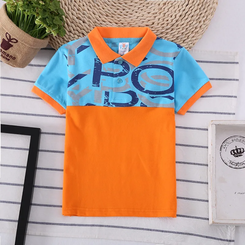BEMIDJ Brand New summer Fashion Letter Short Shirts Children Infant Kid Boys Turn-down Collar T-shirt Tops Shirts 3 color Tee - Цвет: Небесно-голубой