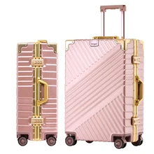 20"24"26"29''Aluminum Luggage PC Shell Trolley Suitcase Metal Drawbar Rolling Luggage Suitcase Carry on Luggage Boarding Case