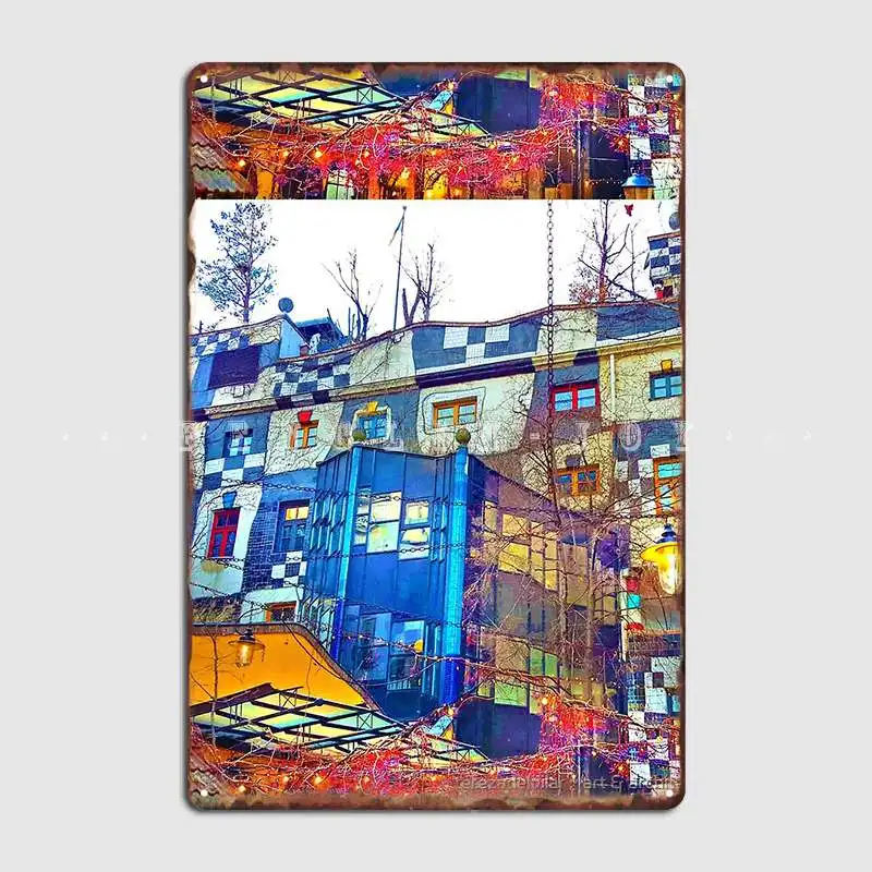 Hundertwasser Museum Vienna Austria Targa In Metallo Poster Club Pub Garage Personalizza Poster Tin Sign Poster