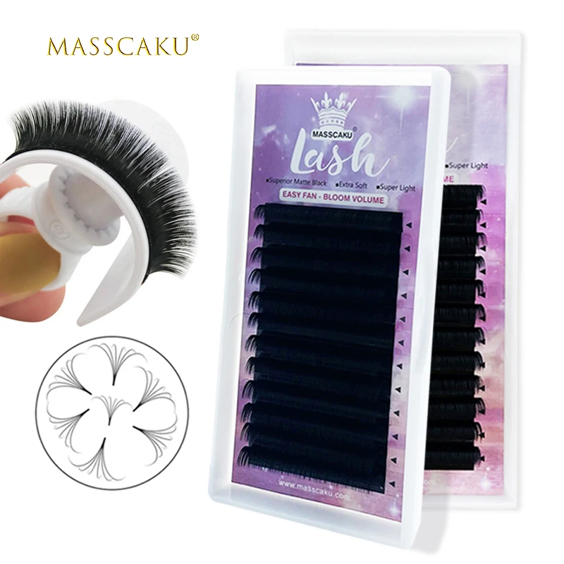 Hot selling 1s auto fanning matte back eyelash extensions self fan easy flower eyelashes easy to make fan lash extensions