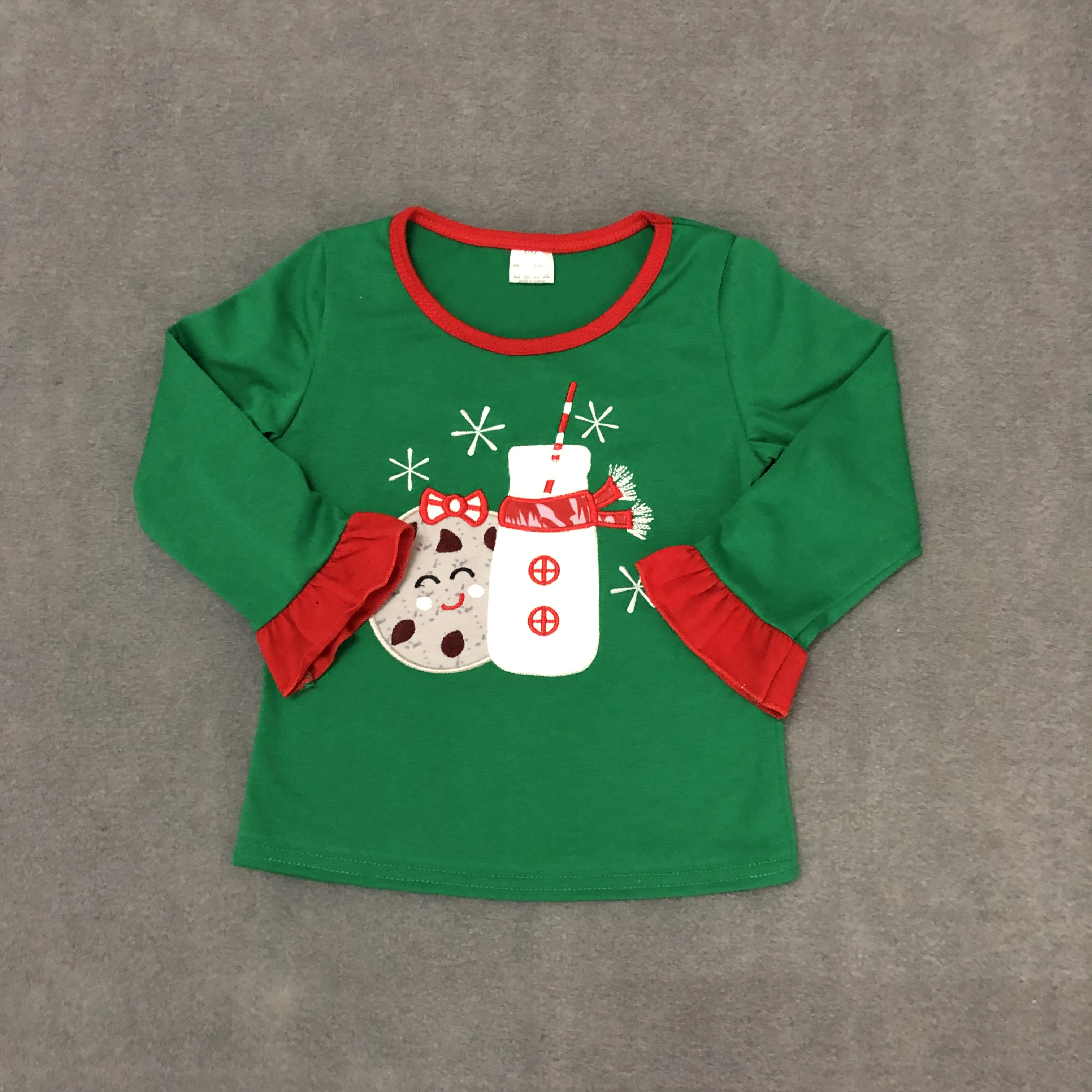 Рождественский комплект одежды для детей; Одежда для девочек; детская пижама в зеленую полоску с аппликацией «молоко и печенье»; мягкая хлопковая одежда для сна для малышей