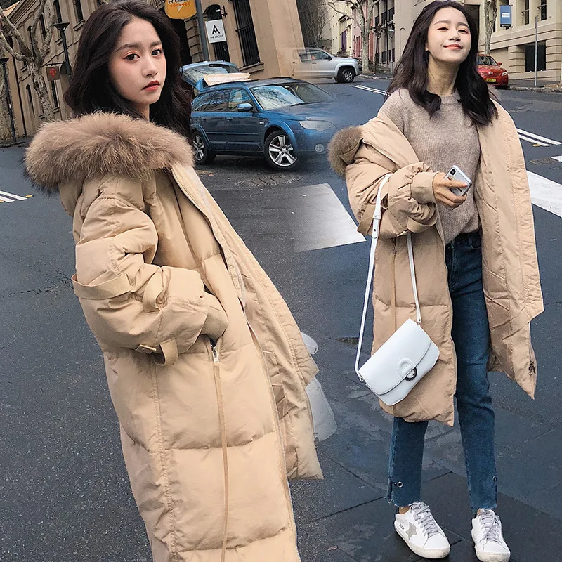 

1848 Mid-length down Cotton Cotton-padded Clothes 2019 Autumn And Winter New Style Natural Wool Fake Hair