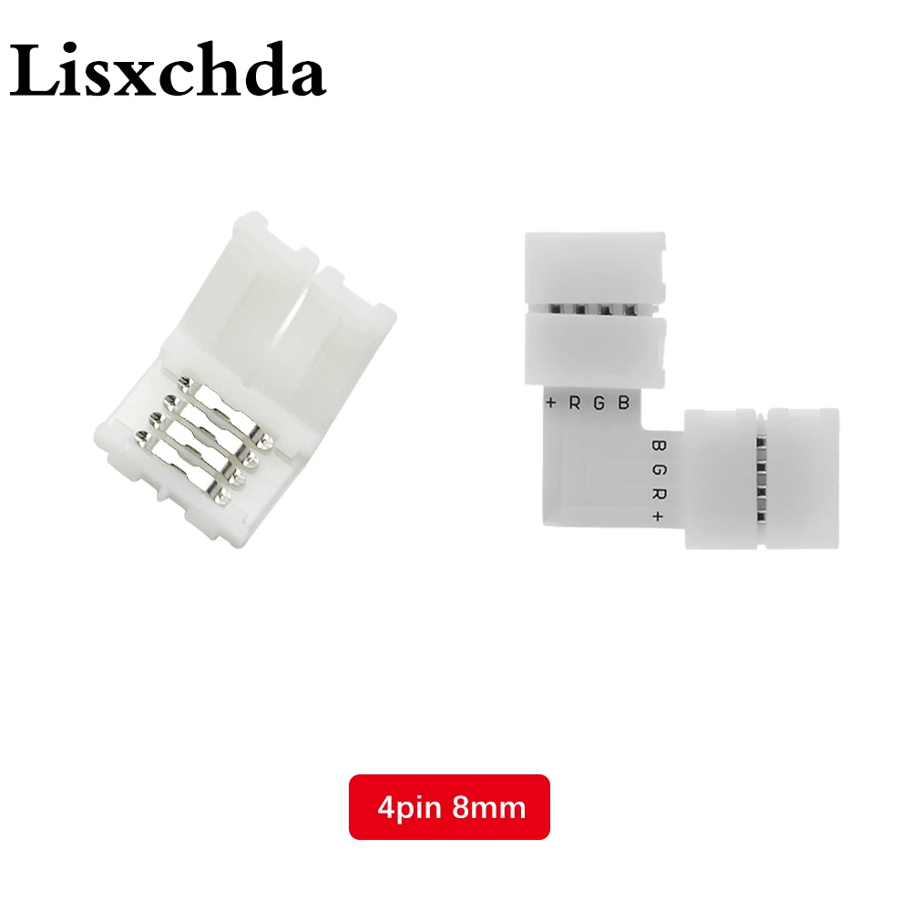 LED Connectors 5pcs 4PIN 8mm Led Connector L Shape 8mm 4pin RGB 3528 2835 Led Strips Corner Angle Wire Connectors Install Adapter
