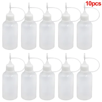 

10pcs Empty Solid Plastic Refillable Bottle Applicator Liquid Dropper 30ml Needle Tip Container Transparent Squeezable Dispenser