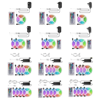 

LED Strip 5050 DC12V 18LEDs/m Flexible LED Light RGB with 44 Keys Remote Control 5050 LED Strip for TV,Mirror,Bar US/UK/EU PLUG