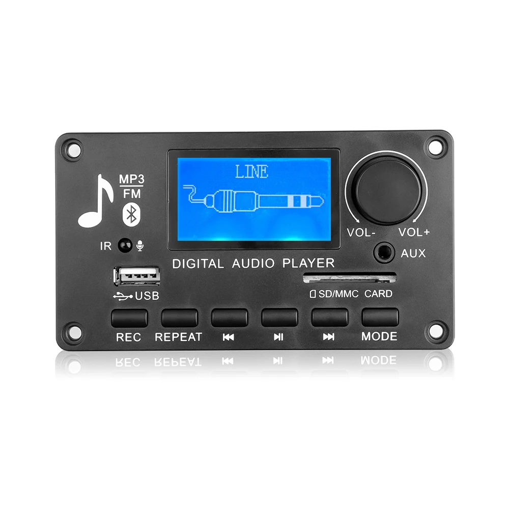 Kebidu LCD Bluetooth MP3 Decoder Board 12V WAV WMA Decoding MP3 Player Audio Module Support FM Radio AUX USB With Lyrics Display