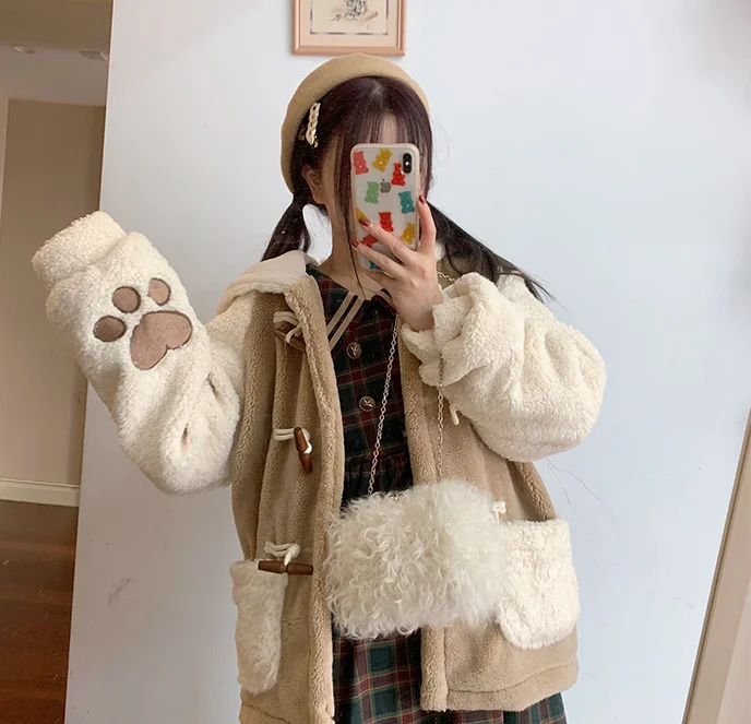 Soft girl jacket cute girls autumn winter keep warm Fresh sweet lolita top kawaii girl Princess tea party sweet cos loli