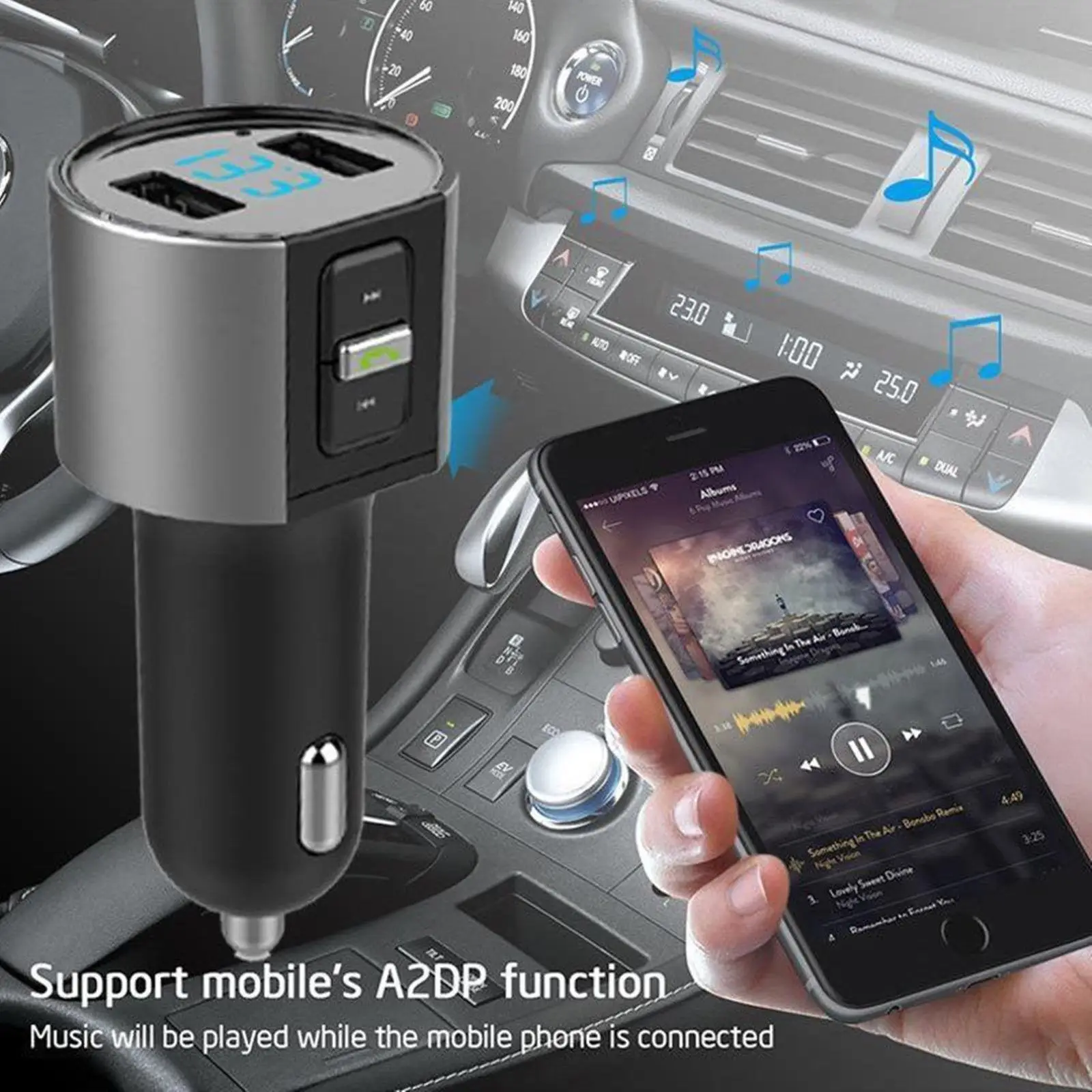 Mp3 плеер автомобильный fm передатчик двойной USB зарядное устройство комплект