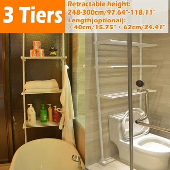 

3 Tiers 248-300cm Metal Iron Bathroom Storage Shelf Towel Clothes Storage Rack Multi-use Home Toilet Rack Organizer Space Saving