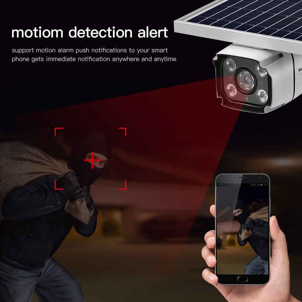  Security CCTV Camera Wireless Solar IP Surveillance Camera 1080P HD Bullet IR Night Vision Solar Po