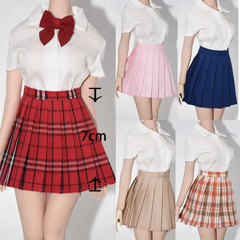 

1/6 Scale Female White Long Sleeve/Short Sleeve T-shirt JK Uniform Pleated Skirt Plaid Skirt Fit 12'' Action Figure Body