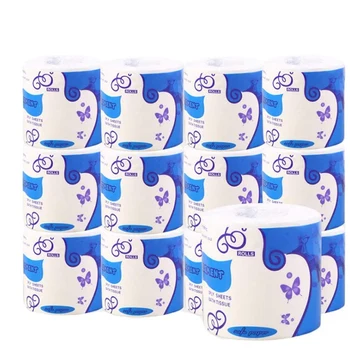 

12 Rolls Toilet Paper 3 Layers Soft and Comfortable Toilet Tissue Cotton Roll Paper Skin-Friendly Household Towel Tissue for Hom