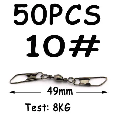 50pcs size 10 50 шт./20 шт. рыболовные бочки для соленой воды, Вертлюги с двойными безопасными защелками, булавка, аксессуары для рыболовных снастей - Цвет: 50pcs size 10
