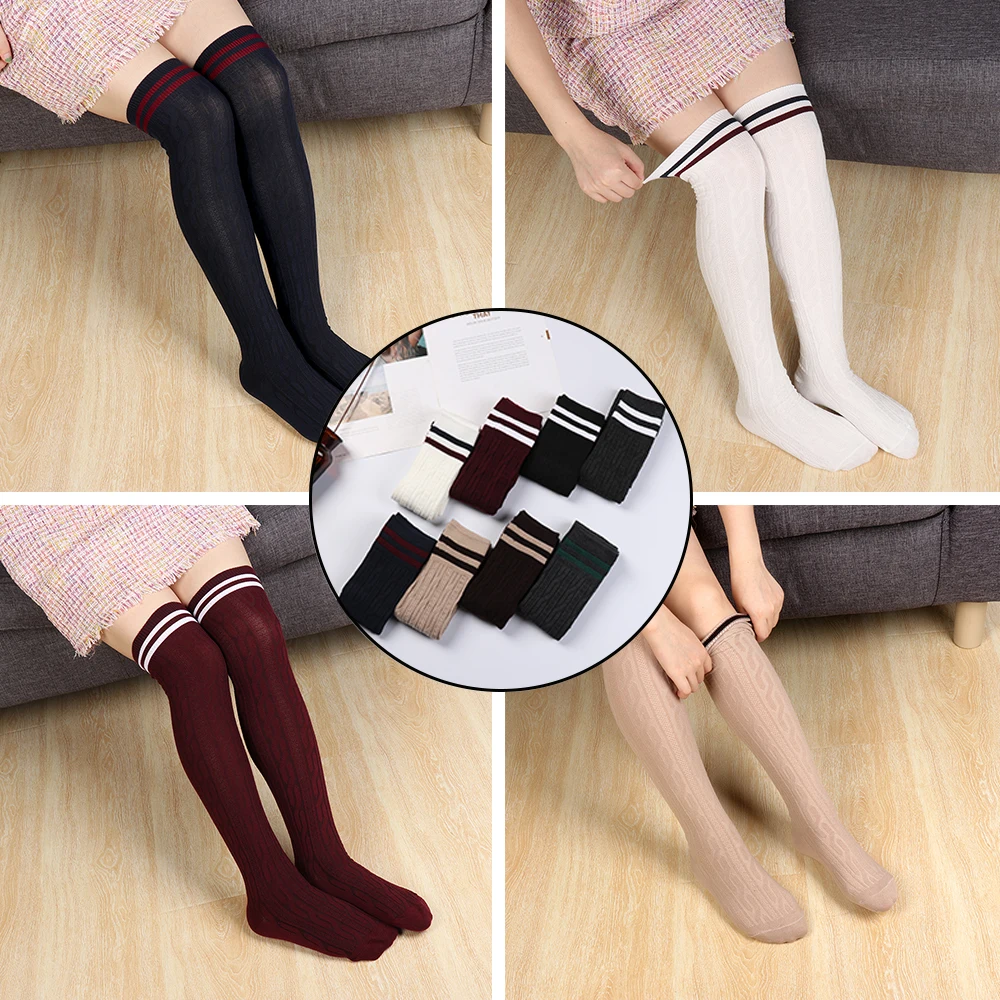 

Sexy women's stockings gaiters striped long socks thigh high stockings female erotic warm over knee socks autumn winter stocking