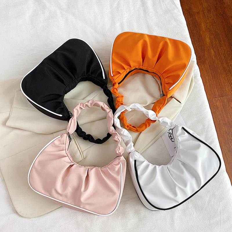 

Horn Shaped Pleated Lady Handbags New Chic Design Causal fold bag Portable Underarm Bag shoulder bag Sliver Strap Shoulder Bags