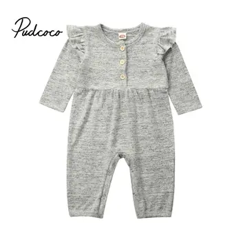 

2020 Knitted Newborn Infant Baby Boy Girl Cotton Romper Jumpsuit Boys Girl Fly Long Sleeve Rompers Gray Autumn Clothes Outfit