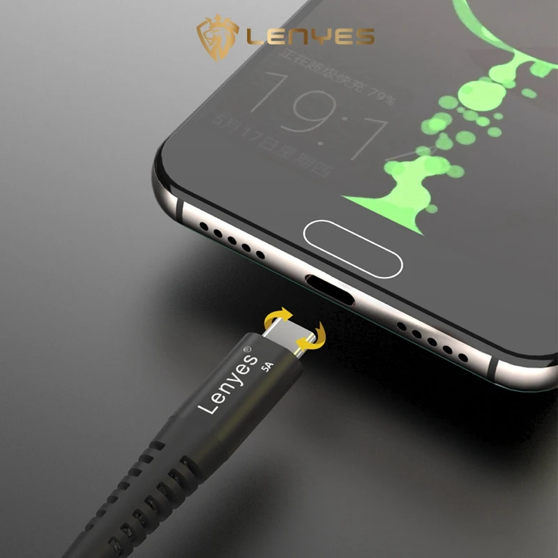 Lenyes Fish Bone 5A зарядный кабель нейлоновый шнур оплетка 1 м супер быстрая синхронизация передачи данных линия type C для huawei Xiaomi mate LC512