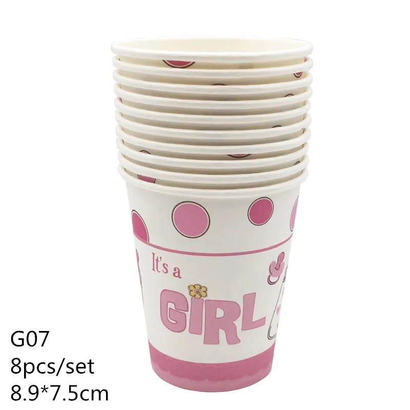 Украшение для детского душа DIY скатерть, бумажная тарелка, чашка, посуда для маленьких мальчиков и девочек, на день рождения, пол, открытые вечерние принадлежности для малышей - Цвет: Cup G09