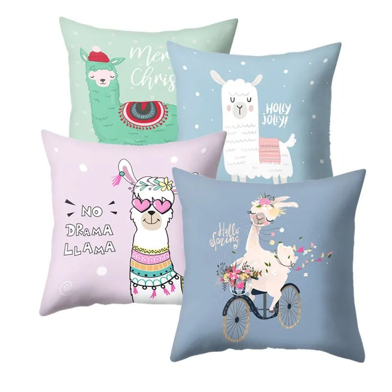 45 см* 45 см Hello Llama, наволочка из альпаки с животными, полиэстеровый чехол для подушки, декоративная наволочка для подушки, наволочка