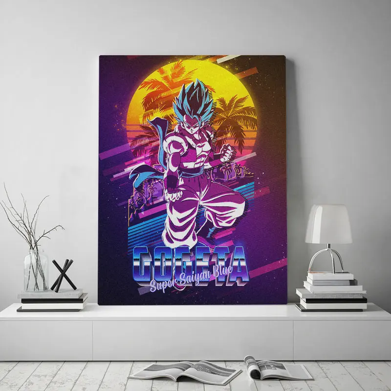 

Wall Art Modular Canvas Home Decor Super Saiyan Blue Gogeta Retrowave Pictures HD Printed Paintings Living Room Artwork Frame