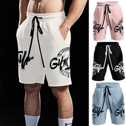New Casual Shorts Men's Summer Men Hot Cargo Simple Letter Solid Board Male Brand Fitness bodybuilding clothing homme size M-3XL