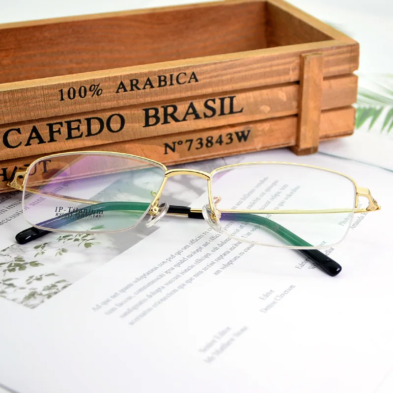 New Large Frame No Face Business Men's Eye Frame Ultralight Pure Titanium Half Frame Myopic Old Flower Eye Frame