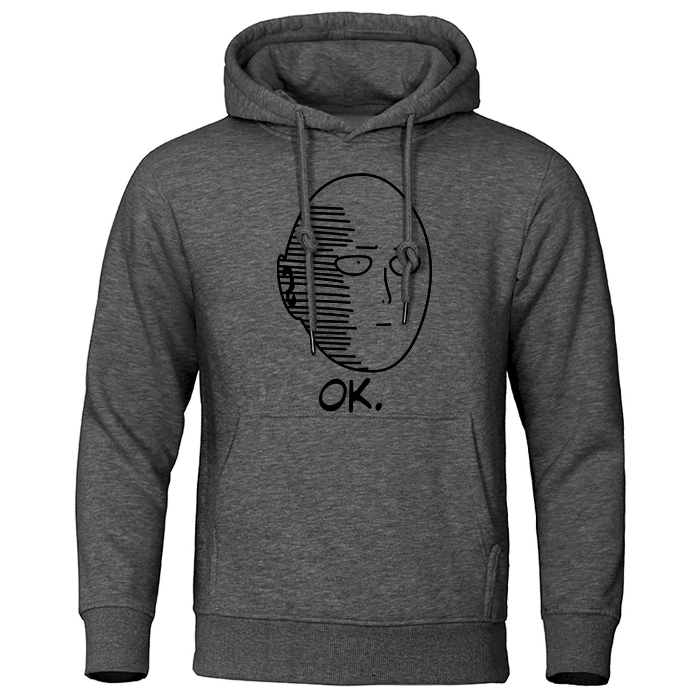 Осенняя Повседневная Толстовка с капюшоном One Punch Man, толстовка с капюшоном японского аниме, мужской пуловер Harajuku Saitama Sensei, Мужская модная уличная одежда - Цвет: dark gray 1