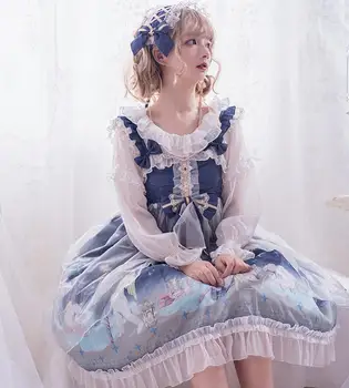 

Lolita Dress Sweet Vintage Stand Lace Bowknot Victorian Dress Cute Japanese Kawaii Girls Princess Gothic Dress JSK Loli Cos