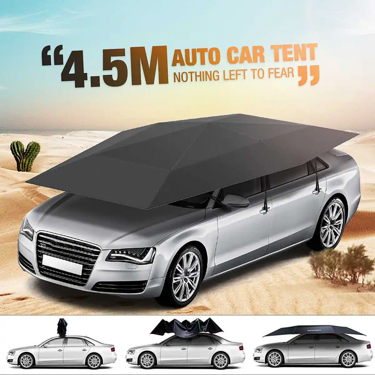 

4.5M Folding Waterproof Full Automatic Car Cover Umbrella Car Sun Shade UV Roof Cover Tent Umbrella Protection Remote Control