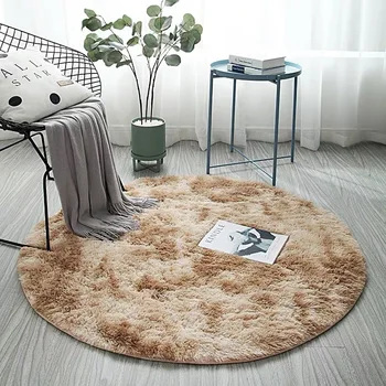 

Gradient Solid Carpet Thicker Rugs Non-slip Round Mat Bathroom Area rug for living room Soft Fluffy Child Bedroom Mats 100cm