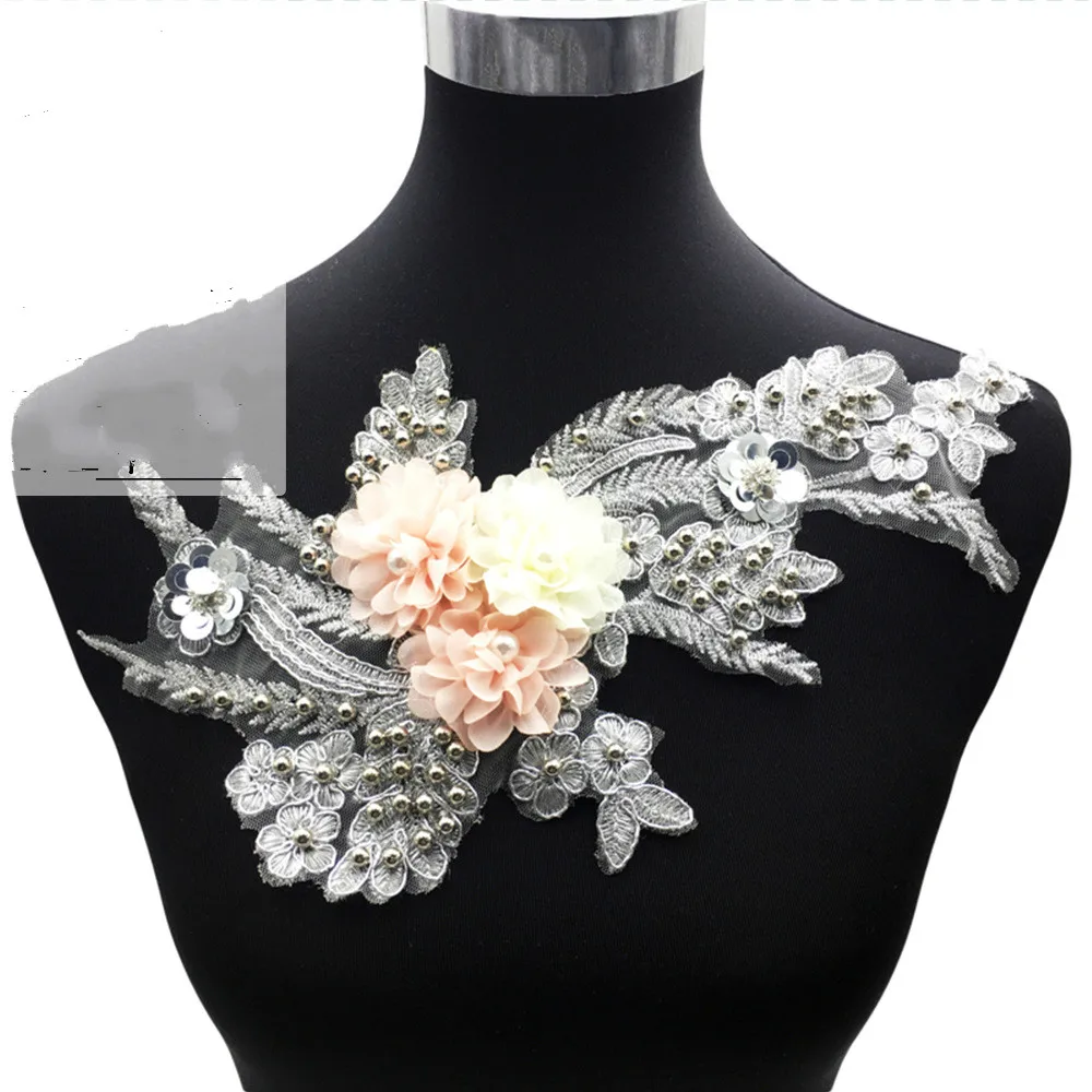 New Beads Flowers Floral Embroidery Angel Wing Applique Sewing Flower