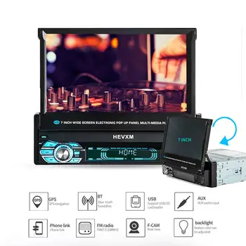

Retractable Screen Vehicle MP5 Player 7" Car Audio and Video Hands-free Media Player Navigation Integrated Machine For Car