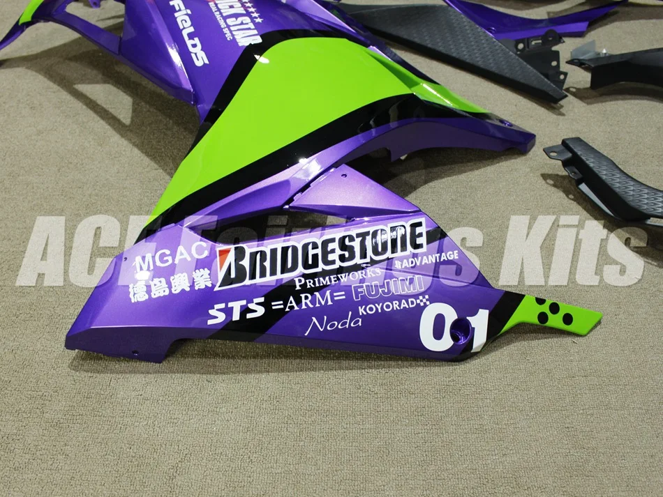 ABS полный обтекатель комплект для Kawasaki Ninja300 EX300 300R 2013 13 14 15 16 17 Обтекатели+ крышка бака фиолетовый зеленый